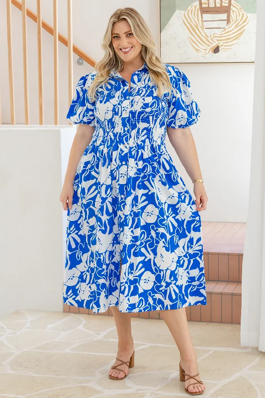 Samantha Midi Dress Symi Print Mediterranean Blue