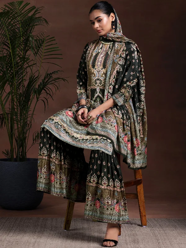 Multi Printed Silk Blend Straight Suit With Dupatta