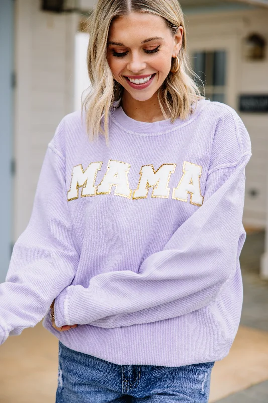 Bold Mama Lilac Purple Varsity Corded Sweatshirt