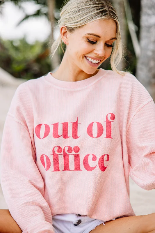 Out Of Office Blush Pink Graphic Corded Sweatshirt