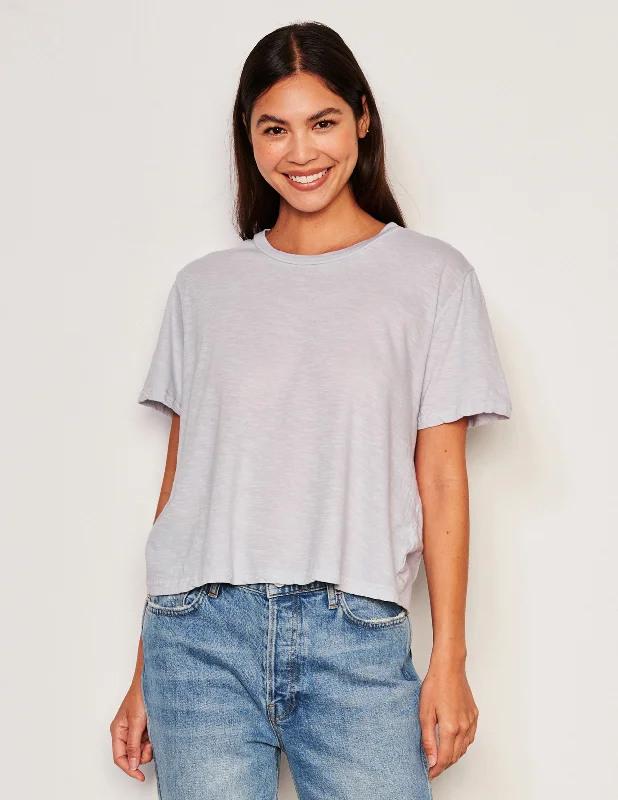 Sundry Crew Neck Tee in Blue Linen