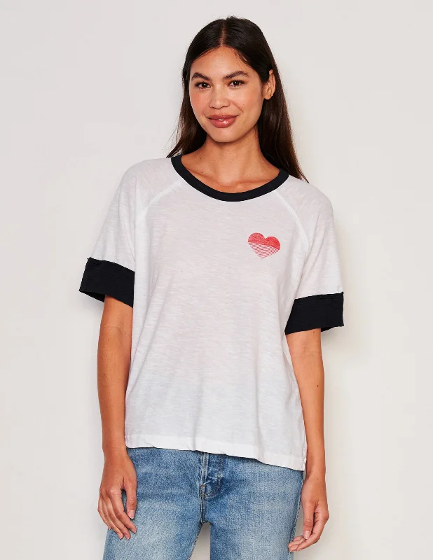 Sundry Heart Boyfriend Tee in Optic White