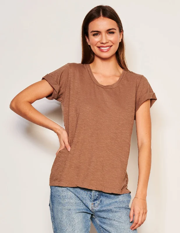 Sundry Rolled Sleeve Tee in Taupe