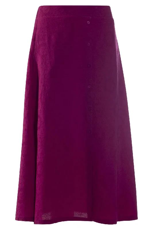 Cotton Blend Floral embossed Skirt | MAGENTA | 6135AR