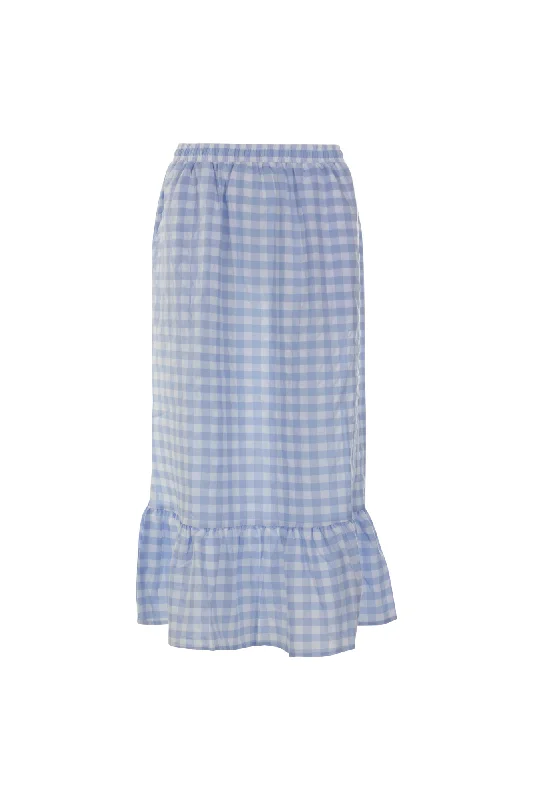 Gingham Skirt with hem frill | Sky/White Big Check | 4077AR