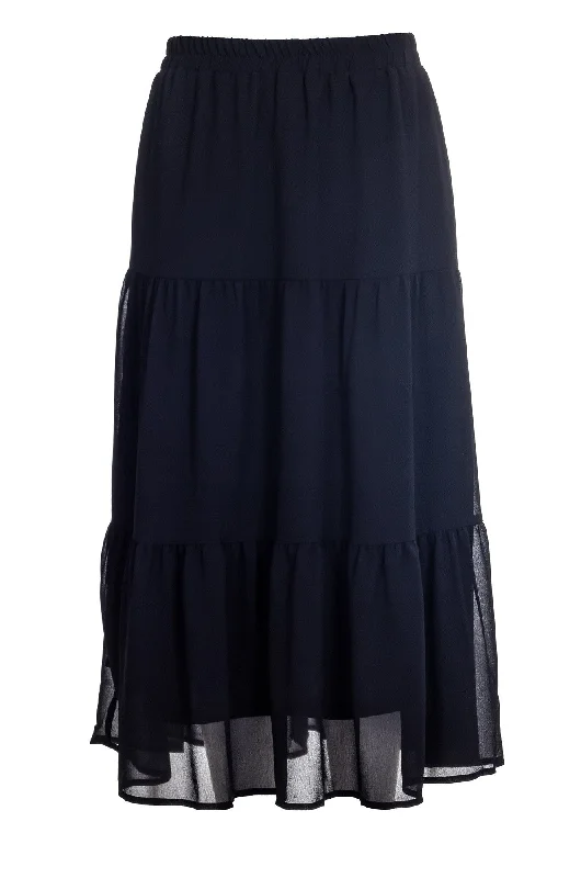 Lined Chiffon Skirt | Black | 8543A1