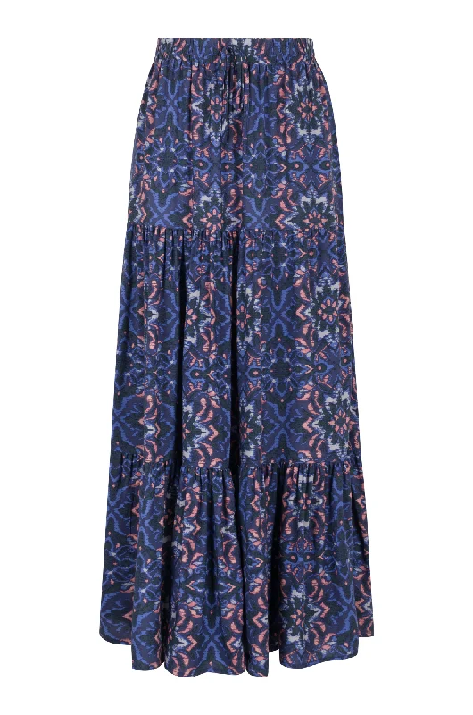 Maxi Skirt with drawcord waist | Indigo Pink Aztec | 3367AR