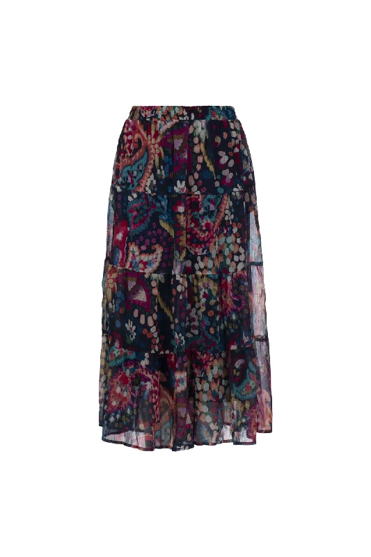 Printed Chiffon Skirt with lining | MULTI MOSAIC | 8559AR