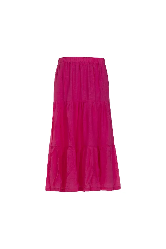 Pull on tiered Skirt with lining | CERISE | 8837AR