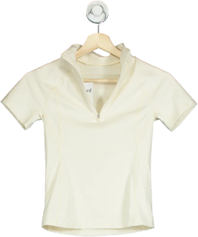 Adanola Ivory Short Sleeve Zip Top UK XS