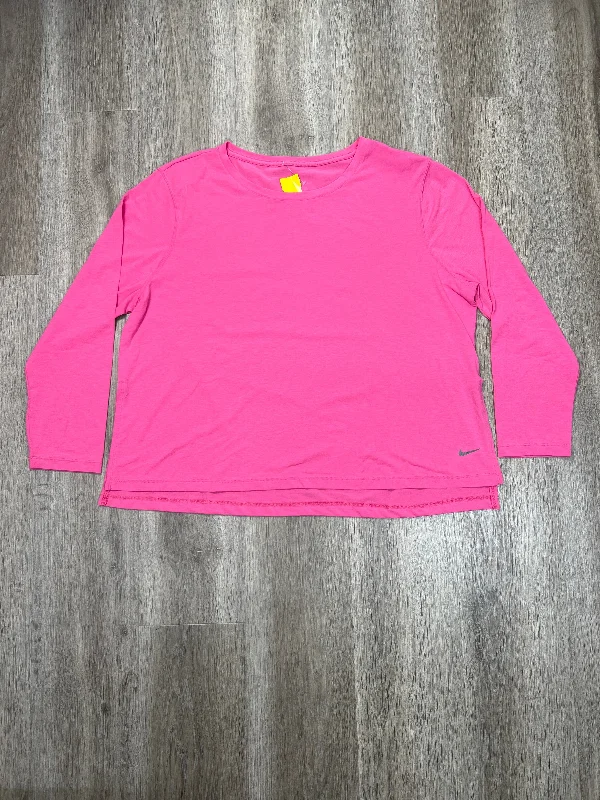 Athletic Top Long Sleeve Crewneck By Nike Apparel In Pink, Size: 1x