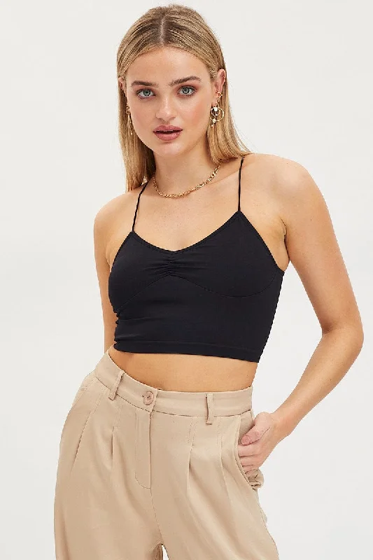 Black Singlet Crop Top Seamless