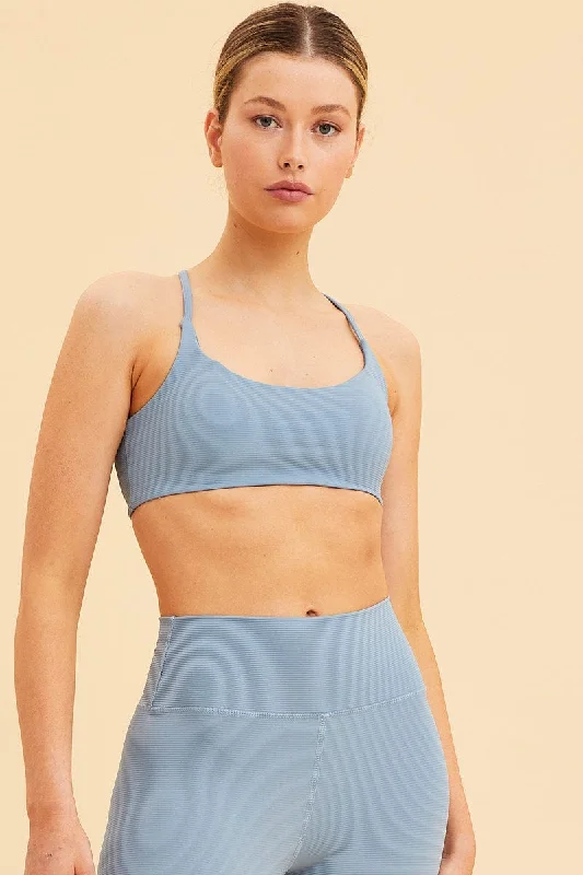 Blue Crop Top Active Rib