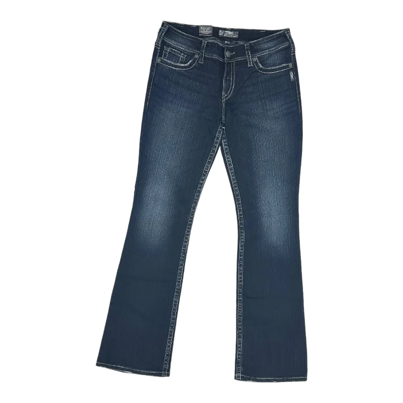 Jeans Boot Cut By Silver In Blue Denim, Size:14