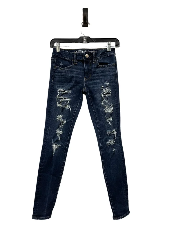 Jeans Skinny By American Eagle In Blue Denim, Size: 22womens