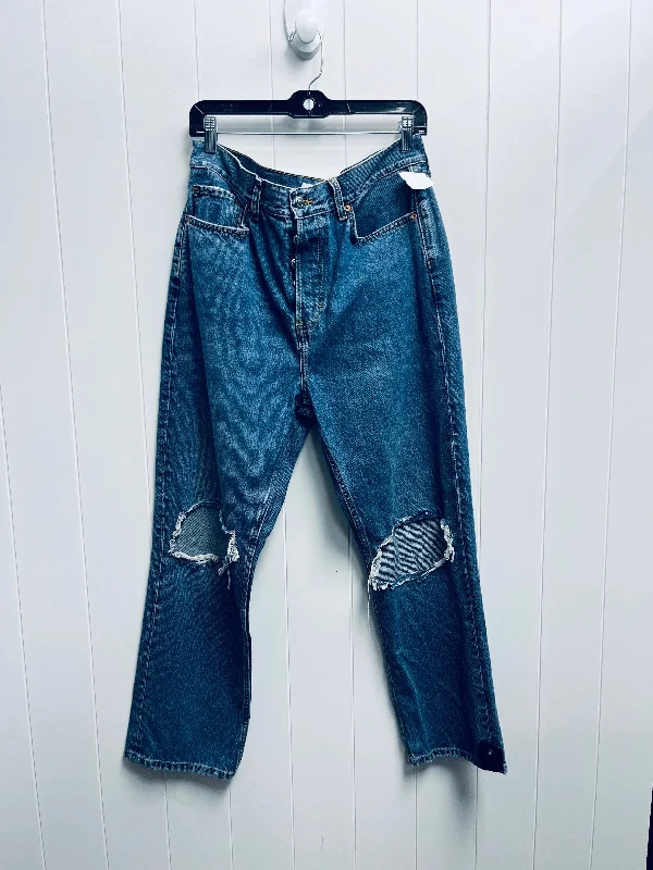 JEANS STRAIGHT TOPSHOP in BLUE DENIM, Size: 8