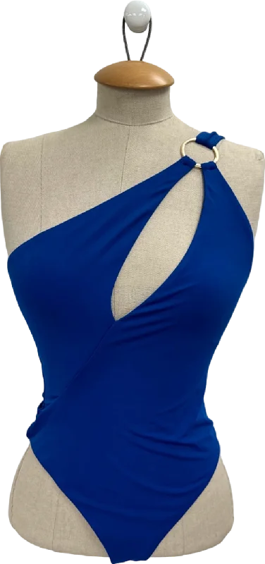 Karen Millen Blue Cut Out Ring Detail Swimsuit UK XS