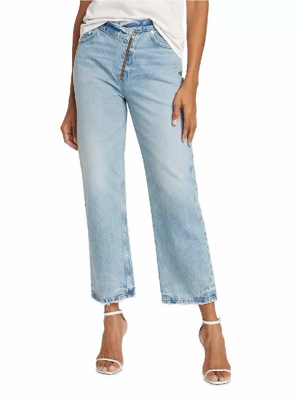 Le Jane Asymmetric Zip Crop Jeans In Rhode