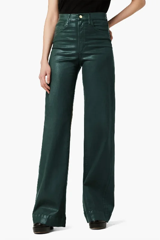 Mia High Rise Wide Leg Jean In Forest Green