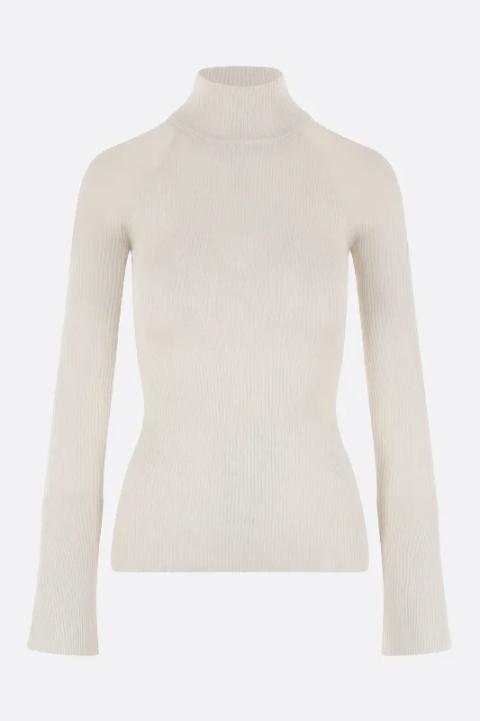 ribbed cashmere and silk turtleneck