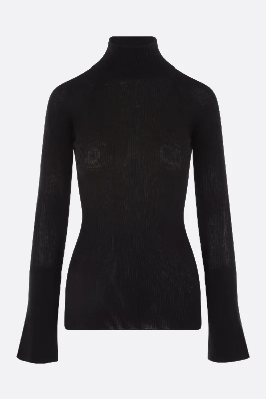 ribbed cashmere and silk turtleneck