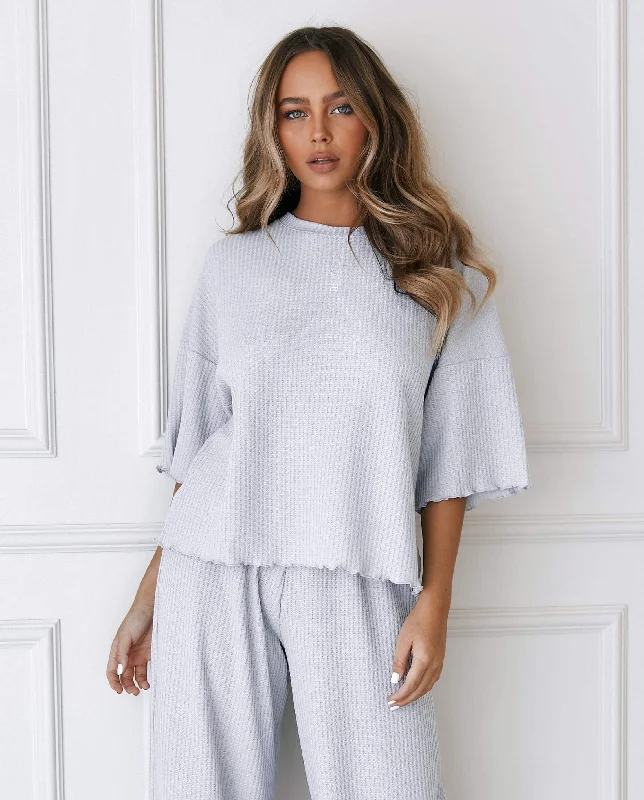 Soft Waffle Pyjama Top - Frost