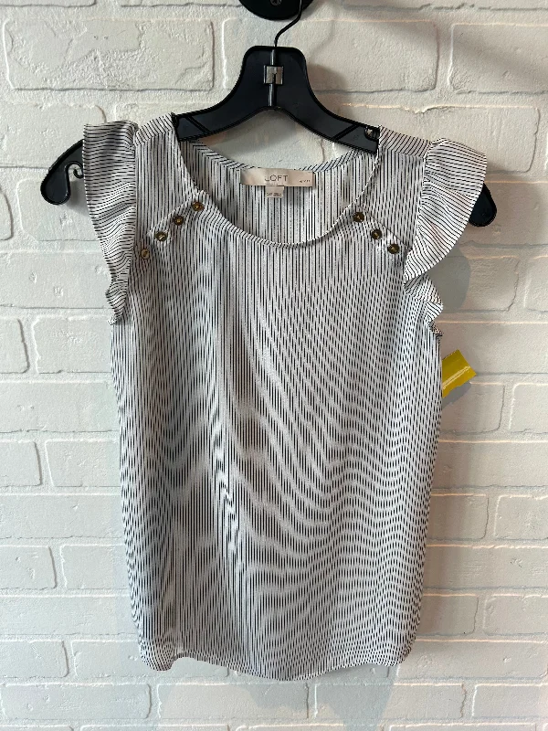 Top Short Sleeve By Loft In Black & White, Size: Xxsp