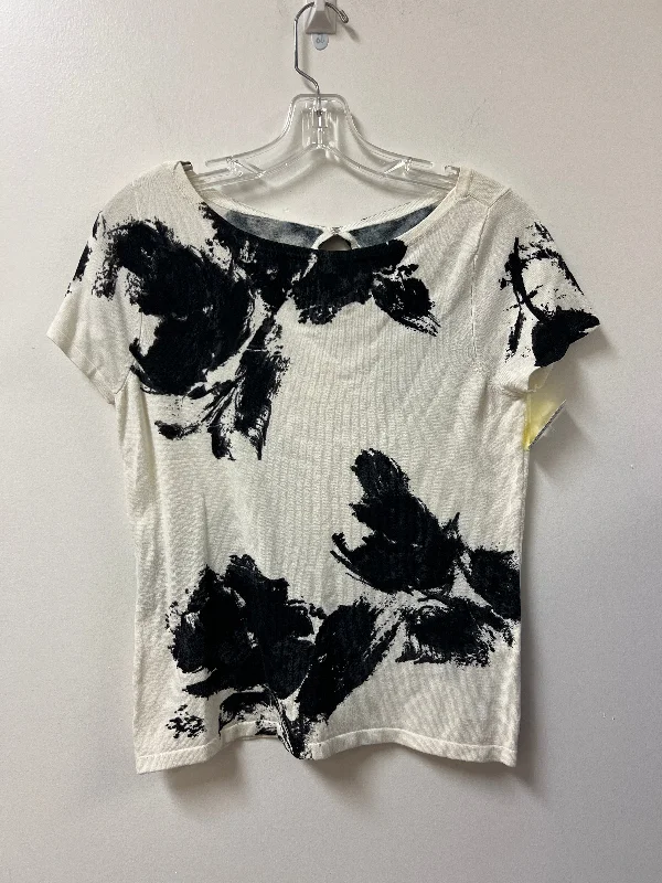 Top Short Sleeve By White House Black Market In Black & Cream, Size: S