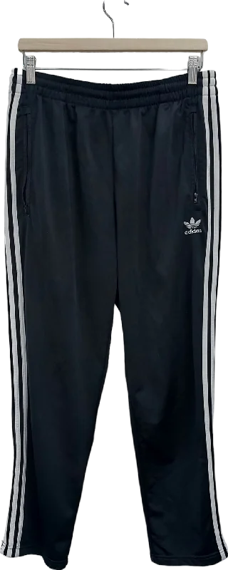 adidas Black Three Stripe Joggers UK L