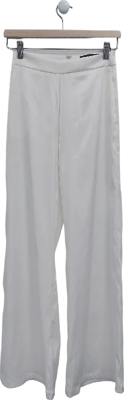 Fashion Nova White Wide Leg Satin Trousers UK XS