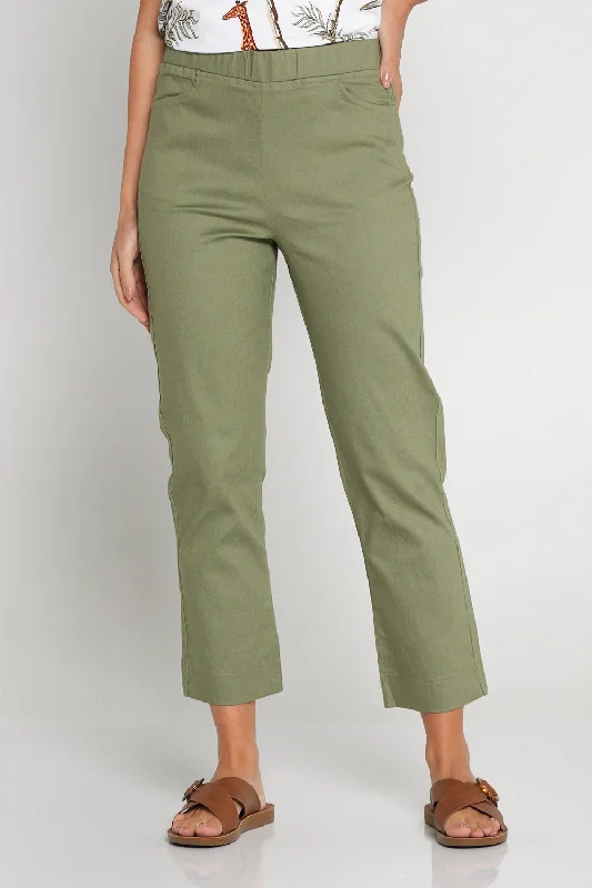 Kayla Pull On 7/8 Stretch Pants - Khaki