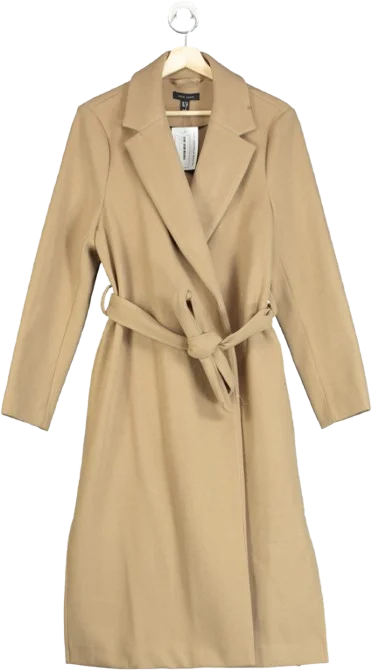 New Look Beige Tailored Unlined Longline Belted Coat UK 12