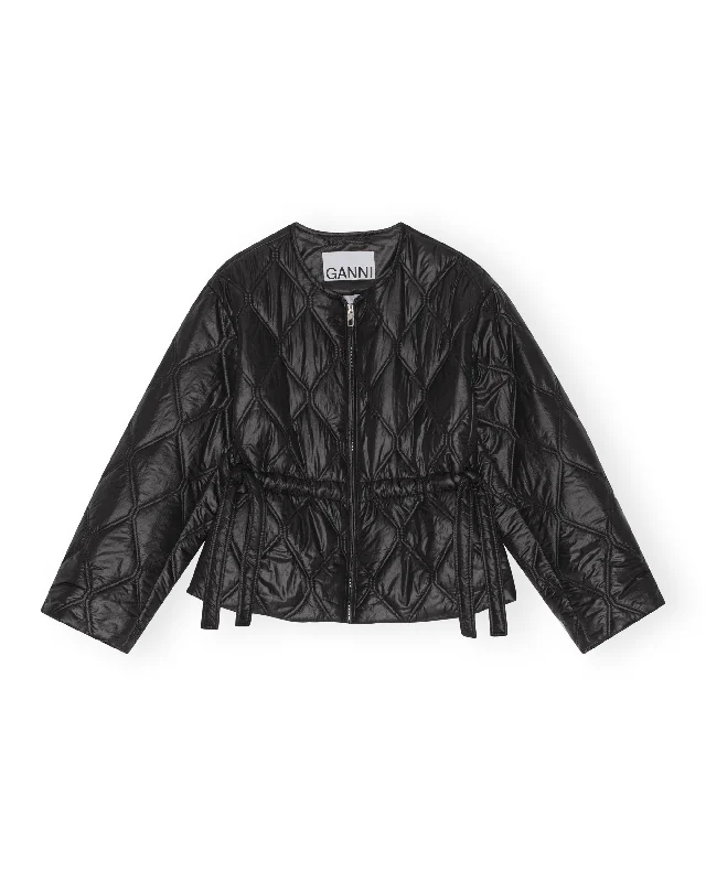 Shiny Quilt Jacket - Black