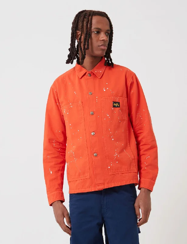 Stan Ray Box Jacket (Bleach Splatter) - Coral Red