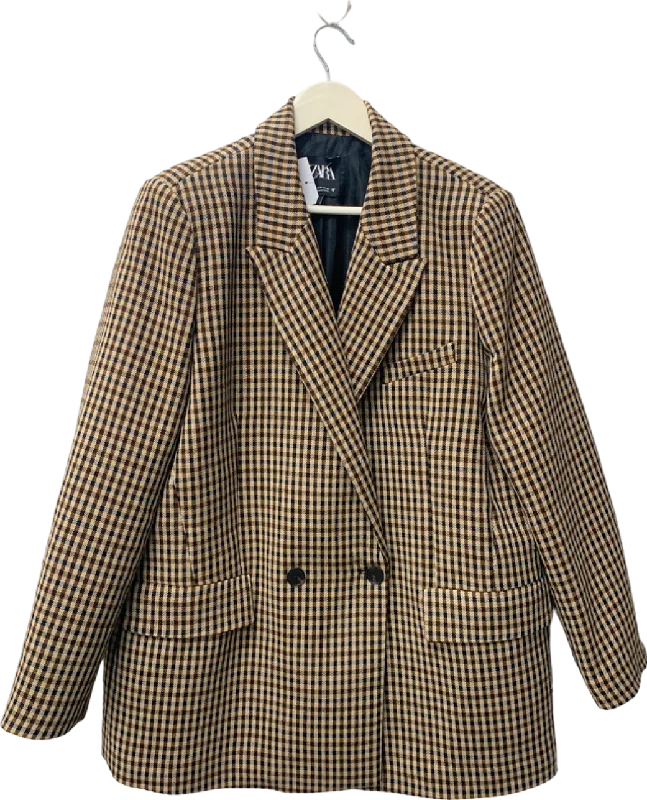 Zara Brown Checked Blazer UK XXL