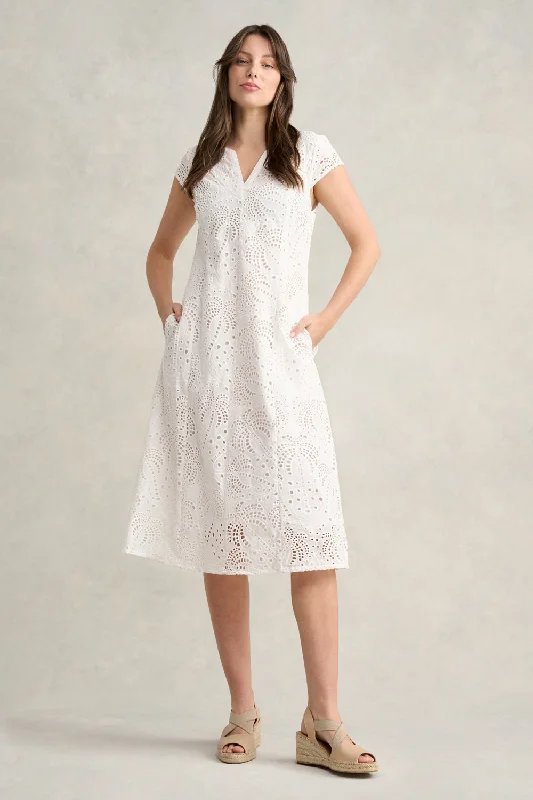 Cotton Broderie Dress - White