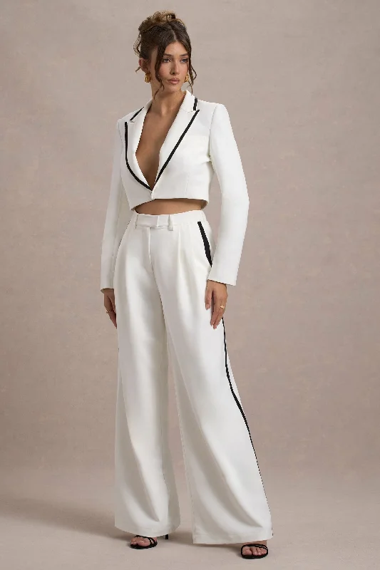 Maiya | White High-Waist Wide-Leg Trousers