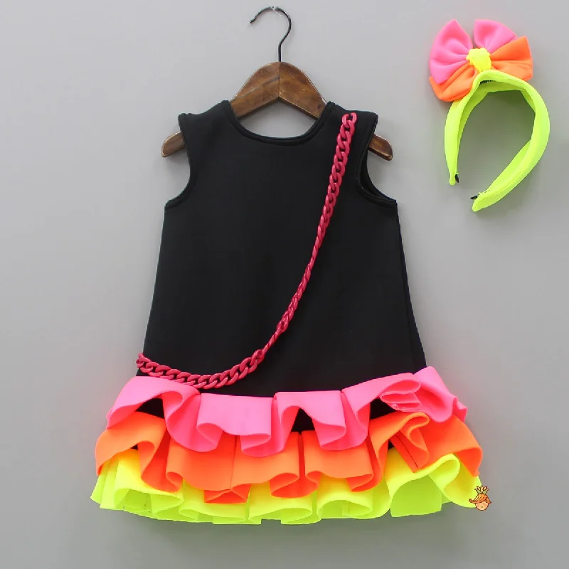 Neon Frilly Dress With Matching Hair Band