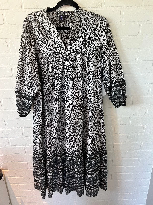 Dress Casual Midi By Anna Sui In Black & White, Size: L