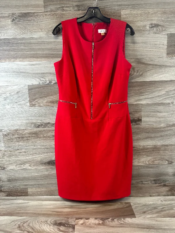 Dress Casual Midi By Calvin Klein In Red, Size: L