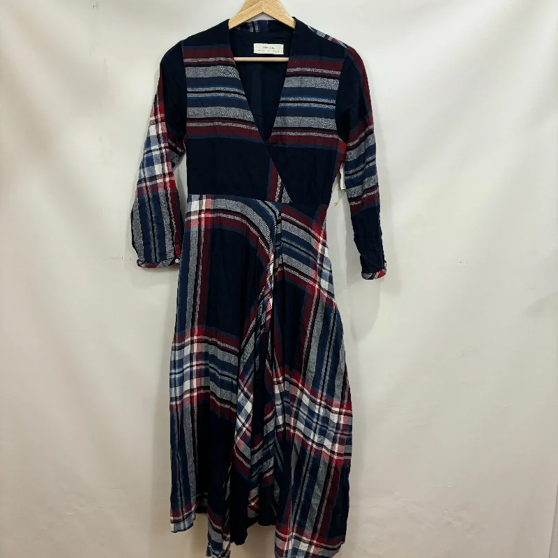 Dress Casual Midi By Cmb In Plaid, Size: Xs