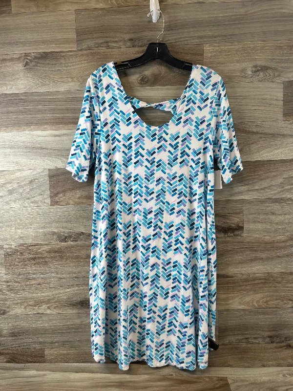 Dress Casual Midi By Fresh Produce In Blue & White, Size: Large