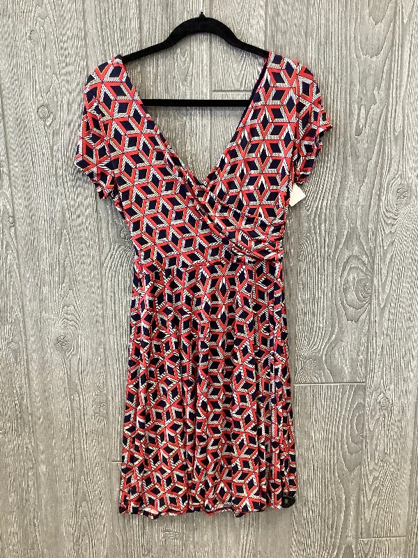 Dress Casual Midi By Kaleigh In Blue & Red, Size: L