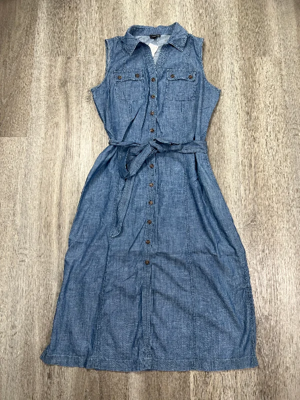 Dress Casual Midi By Talbots In Blue Denim, Size: S