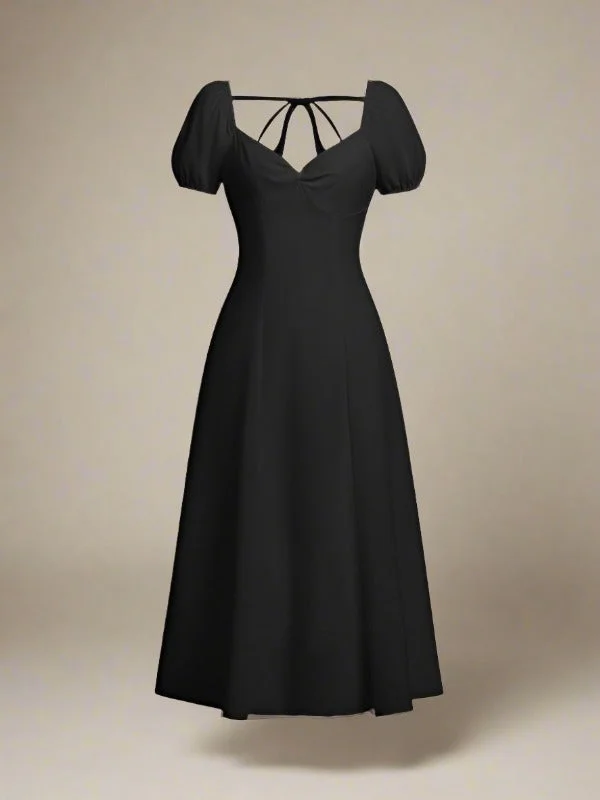 Adeline Black Maxi Dress with Sweetheart Neckline