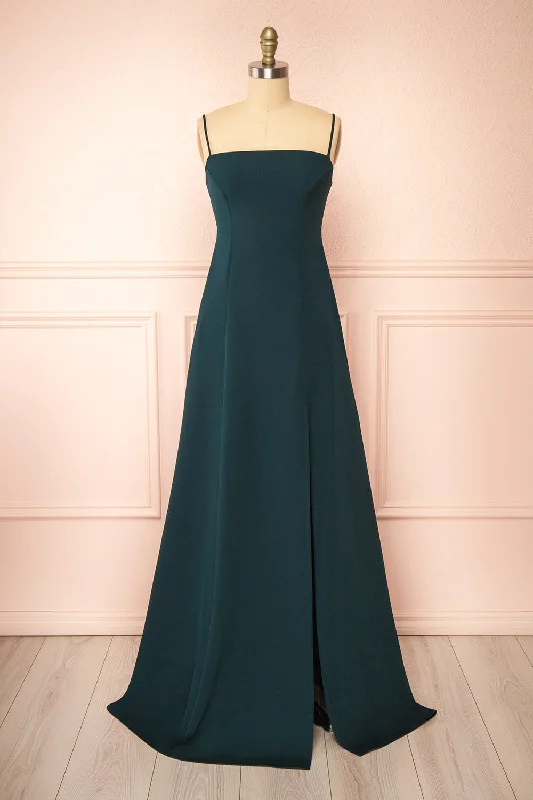 Estella Green | Maxi A-line Dress w/ Slit