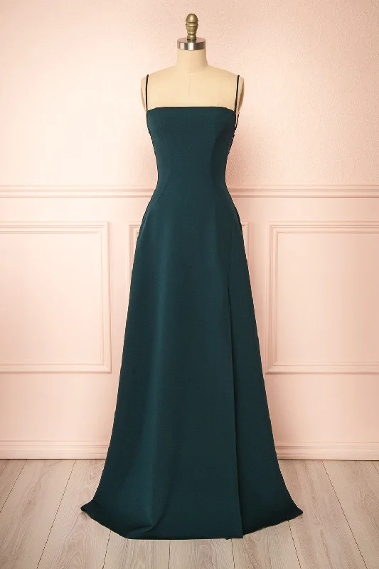 Izabella Green | A-line Maxi Dress w/ Open Back