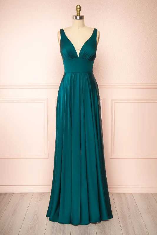 Johanie Emerald | Satin Maxi Dress