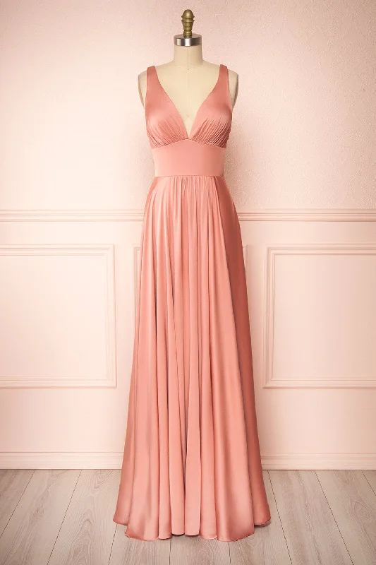 Johanie Pink | Satin Maxi Dress