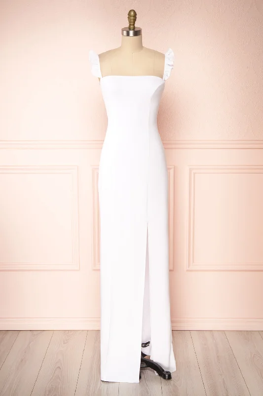 Mia White | Maxi Dress w/ Ruffled Straps